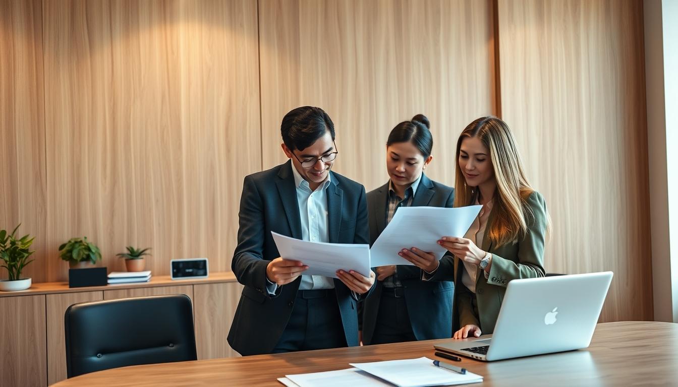 Family reviewing legal documents